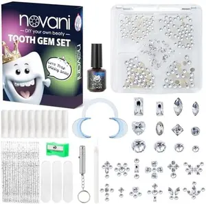 NOVANI Bestsellers Tooth Gem Kit with Tool Easy to Install and Detach, 260 Pieces Flat Back Gem Multi-Shaped for Teeth, Crystal Tooth Drill for Gifts Dental Accessories DIY Rhinestones