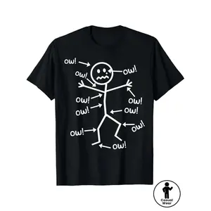 Menswear Short-Sleeve Graphic T-Shirt, Y2K Humorous Chronic Pain Awareness Round Neck, Summer Casual Machine-Washable Daily Top