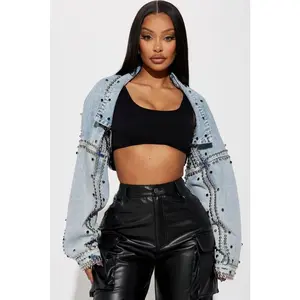 Hollywood Studded Denim Jacket - Light Blue Wash K