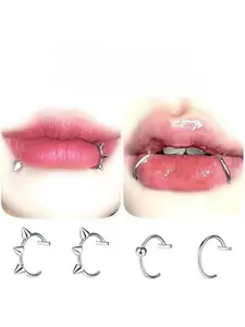 This lip ring can be worn without drilling and its style blends hip-hop, punk, and gothic elements. Side Labret Jewelry Lip Piercing Ring