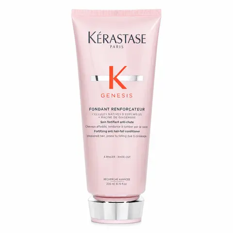 Kerastase Genesis Fondant Renforcateur Lightweight Cream Anti Hair Fall Conditioner - Ginger Root, Edelweiss Native Cells Infused, Restores, Deep Nutrition, Uniform Shinier Stronger Fiber, Softens, Smoothes, Selfcare for Weakened Hair, 200ml/6.8oz
