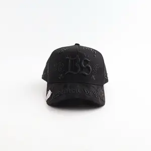 MaxHat Total Black ( BlackStyle) ( Destined To Win) Custom Embroidered Hat Flat Brimmed Cap Flatbill Snapback Cap Graphic Trucker Hat