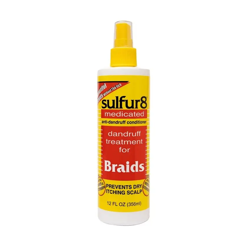 Sulfur 8 Medicated Anti-Dandruff Conditioner, Scalp Care and Itch Relief for Braids, Locs, and Twists, Spray Bottle, Dry And Itching Scalp, Great For Locs, Twists, And Extensions, Haircare, Daily, Textured, Braided Hair, Dandruff Treatment, Anti-Itch
