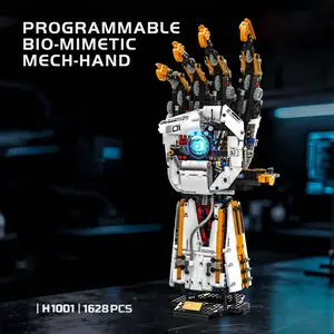 1628PCS Mecha Robot Hand Building Block Set, Futuristic Mechanical Palm DIY Assembly Model Kit with Light Effect, Exclusive Remote Control + Mobile APP Dual Control, Cyberpunk Style Collectible Desk Decor, STEM Gift for Teens Adults Christmas Birthday fat