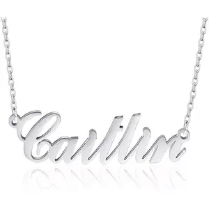 Name Necklace Personalized, Sterling Silver Custom Nameplate Necklace Charm Jewelry Gift for Women