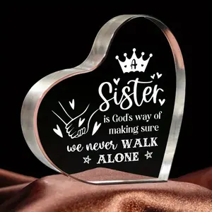 Sister Gifts, Sister Birthday Gifts From Brother, Acrylic Keepsake Heart Plaque for My Sister, Graduation Gifts for Sisters, Perfect Gift Ideas, Acrylic Plaque Decor