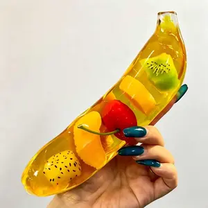 Banana Squishy! Fruit Fluid Stress Relief Toy | Cute Transparent Squishable for Kids & Adults,Cute Banana Fluid Squishy | ASMR Stress Relief Toy with Realistic Fruit Pieces | US Toy Safety Approved