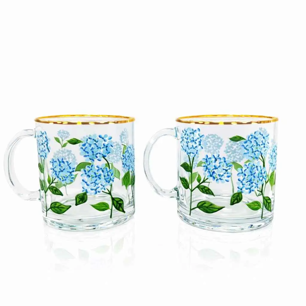 Painted Blue Hydrangea Mugs Painted Blue Hydrangea Mugs