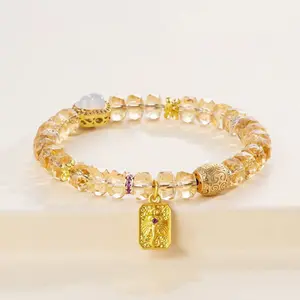 Natural Citrine Bracelet | Attract Wealth Gather Fortune Guard Assets | Protection & Safety | Consecrated by a Taoist Priest  | Chinese FengShui Quartz Crystals Crystal Beaded summerwins,summerwins