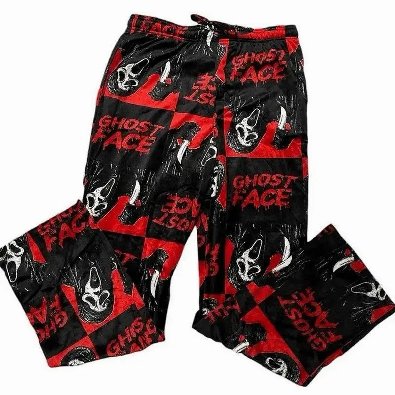 Spooky Halloween Pajama Pants, Horror Movie Inspired Lounge Wear, Ghost Face Sleep Pants, Unisex Gift