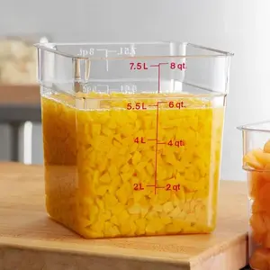 Cambro CamSquares Classic 8 Qt. Clear Square Polycarbonate Food Storage Container with Red Lid Kitchen Utensils foodstorage freezersafe containers needs food cover microwave-safe preserving containers