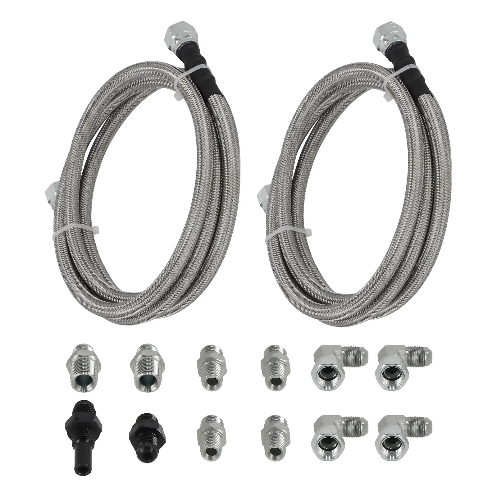 6AN 70 Braided Transmission Cooler Lines KitFor compatible for GM 4L60E 4L80E OFK19-70-SS