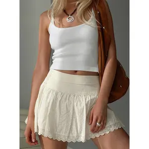 Fairylike Broderie Mini Skirt Ivory