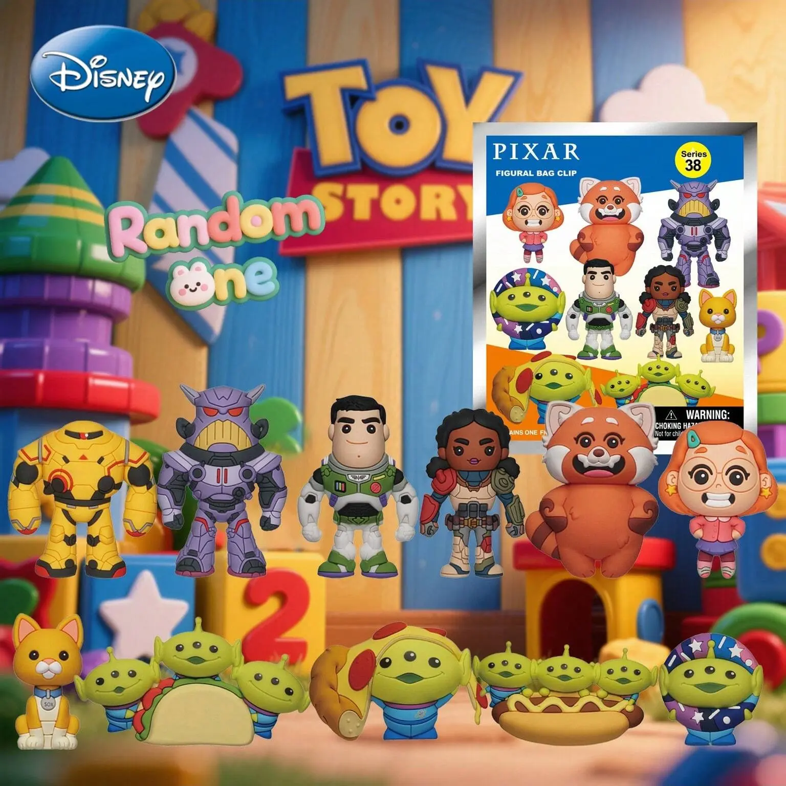 1PC Toy Story Disney 3D Figurine Keychain Collectibles Series Figures Blind Bag Series 38 Featuring Buzz Lightyear Alien Cyclops Zurg More Random Accessories Backpacks Bags More Birthday Anniversary Gifts Surprise