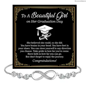 Silver Infinity Symbol Cubic Zirconia Bracelet - Adjustable Chain, Elegant Girly Fashion Accessory, Sentimental Graduation Gifts for Girls, Teen Girl Gifts for Women summerwins