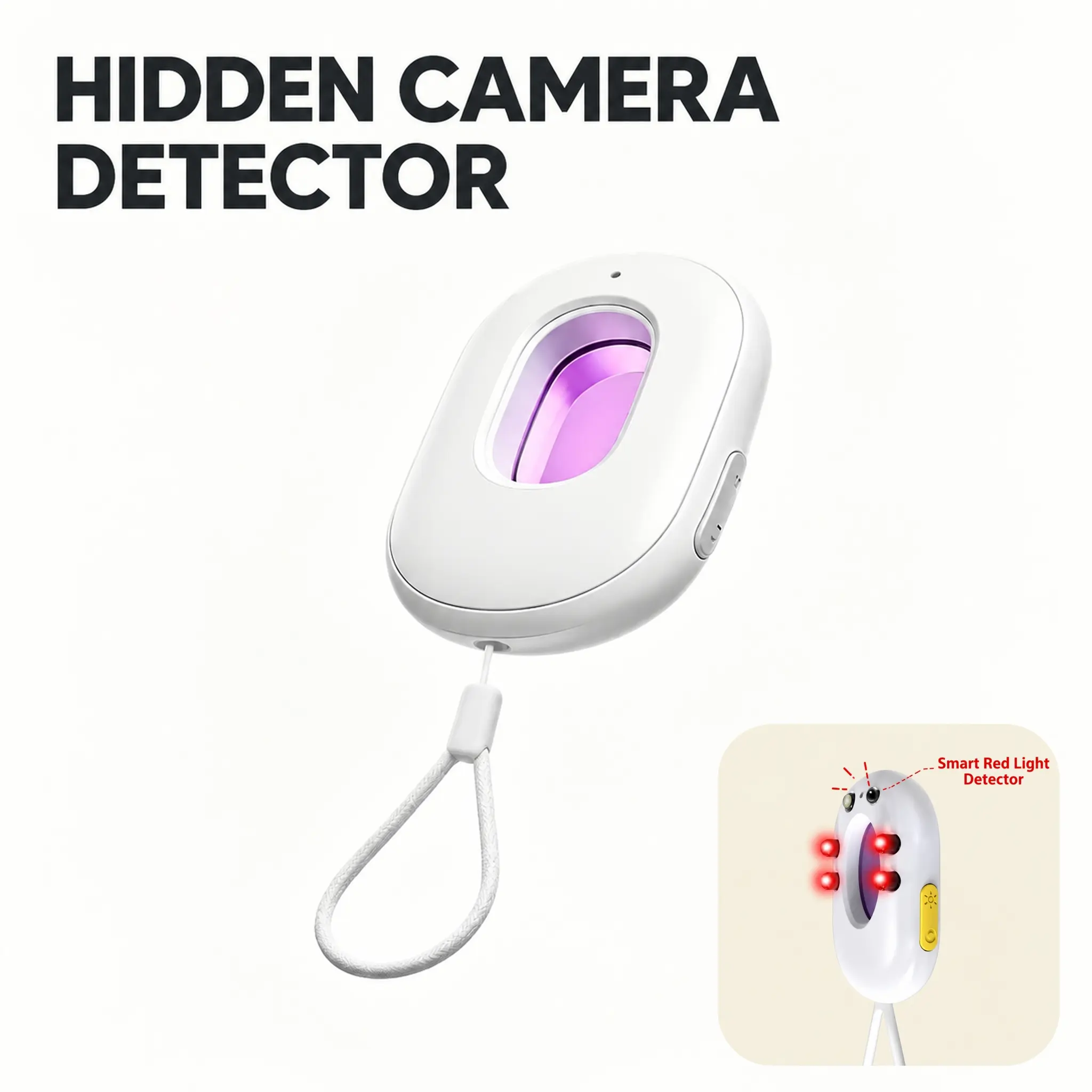 Portable Hidden Camera Detector with 3D Spatial Detection Chip, Infrared Lens Detector Equipped with Filter & Infrared Spectrum Scanning, 3 Detection Modes, Sound & Vibration Alarm, Works as LED Flashlight, Protect Privacy for Hotel & Home
