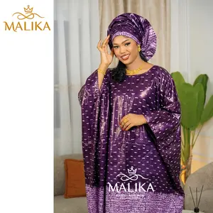 Purple First Quality Print Bazin Riche Boubou African Traditional Wedding Dress Origianl Perfumed Dashiki Basin Rich Dresses