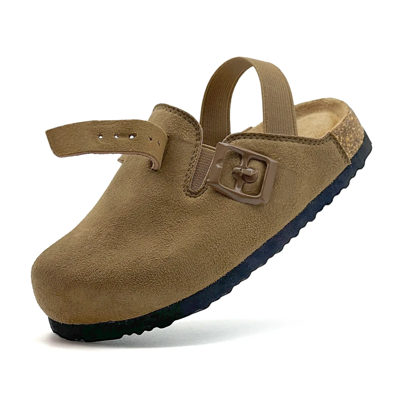 Lumubby Kids' Suede Clogs, Faux Fur Lined Soft Footwear for Toddlers, Boys & Girls Anti-Slip Shoes with Adjustable Strap & Cork Footbed, Walking Footwear