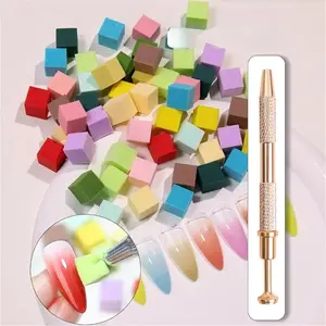 101pcs/set Ombre Nail Art Sponges with Grabbing Pen, Gradient Nail Art Sponge Applicators for Gel Polish, Nail Brush Tool for Salon & Home Use, Nail Technician Supplies