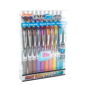 EnerGel RTX Gel Ink Pens - TCU 20-Color Colored Pen Set, Fine Point Smooth Writing Multi Color Stationery for Computers & Office Equipment Use
