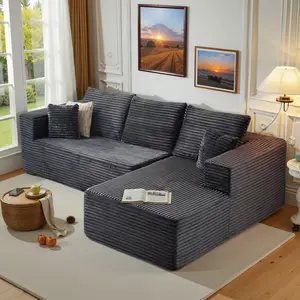 108” Oversized Cloud Sofa Shipped in 2 Packages Reconfigurable Modular Design Vacuum Packed Ultra Plush Boneless Couch High-density Sponge Corduroy Detachable Cover