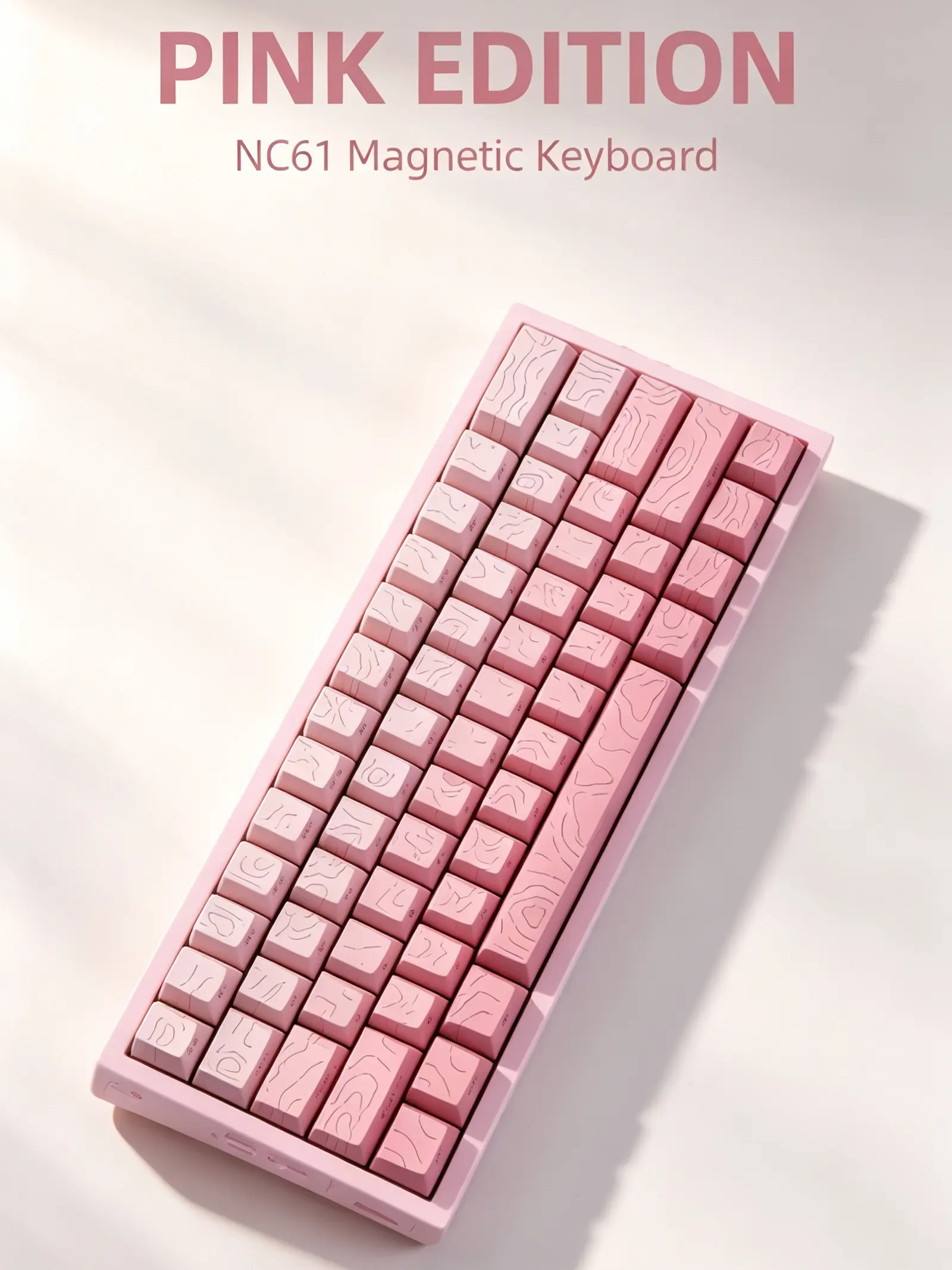 Creamy Pink Translucent 61-Key Mechanical Keyboard - Gasket Mount, Hot-Swappable, RGB Wired, Red Switch, Anti-Ghosting N-Key Rollover, Ergonomic for Streamers' Office Setup, PC/Mac Gaming & Office Use, Creamy Keyboard, Gaming Keyboard