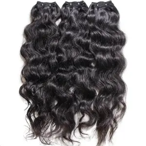Wavy Indian Raw Human Hair Bundles - Soft Flowing Texture for Relaxed Style - Natural Charm & Unique Look