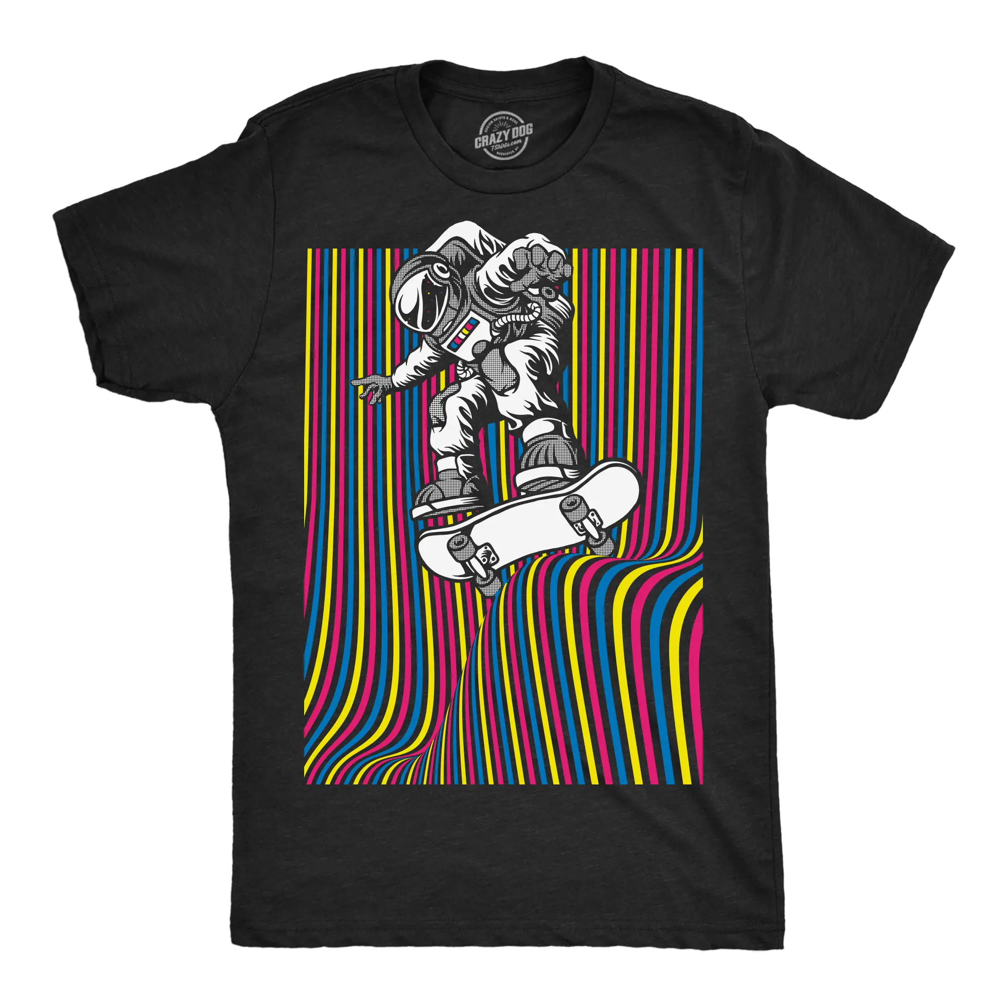 Mens Astronaut Skater Funny T Shirt Skateboard Graphic Tee for Men Mens Funny T Shirts Cool Vintage Fashion T-Shirt Gift Classic Menswear Funny Space Short Sleeve Novelty Tees for Guys Black -