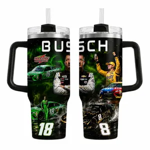Stylish Kyle Busch Inspired 18 Number Tumbler, 30oz-40oz Interstate Batteries Style Stock Car Drinkware, Race Day Gift For Dad (Straw Not Included)