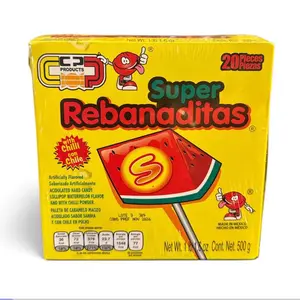 Super Rebanaditas Watermelon Lollipop with Chili Dipping Powder 20 Pieces 1 lb 1.5 oz