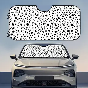 1pc, Random Black Shapes on White Print Universal Car Front Windshield Sun Visor, Polyester Fiber Material, Front Use, Simple Design, Heat Resistant, Compatible with Most Vehicles, Suitable for Daily Driving and Interior Use, Windshield Sunshade