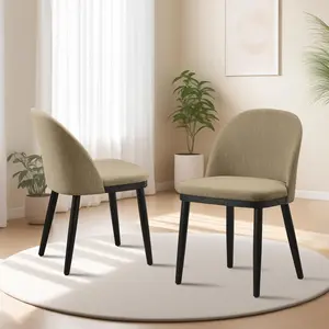 Wooden Dining Chairs Set, Modern Fabric Upholstered Chair with High Back & Deep Seat, for Kitchen, Restaurant, Cafe