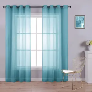 KOUFALL Teal Curtains 84 Inch Length for Living Room 2 Panels Set,Sheer Grommet Beach Curtains for Bedroom Girls,52x84 Inches Long,Dark Teal