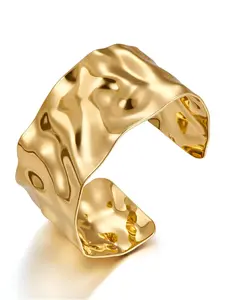 Women's Vintage Wavy Cuff Bangle, Elegant Minimalist Bangle, Fashionable Jewelry for Party, Daily Clothing Decor, Trendy All-match & Exquisite Jewelry for Birthday Gift