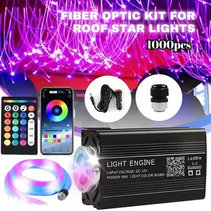 1000pcs Fiber Optic Star Light Kit 2m Twinkle Star Ceiling Lights for Car Headliner Home Roof Automotive Interior Starry Sky Decor Romantic Ambient Lighting DIY Easy Install Starlight Headliner Kit for Car Truck SUV Bedroom Ceiling
