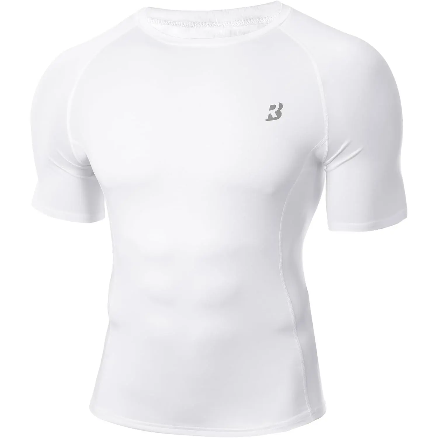 Men's Fitted Compression T-Shirt, Short Sleeve Athletic Top with 4-Way Stretch, Quick Dry Base Layer for Male Workouts & Gym, Body-Hugger, Four-Way Stretch