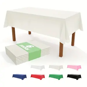 6 Pack Heavy-Duty Disposable Plastic Tablecloths 54"x72" Large Party Table Coverings - Heavyweight Durable Plastic Sheets for Weddings, Birthdays, Gender Reveals, Buffet Tables - Bulk Pack of 6 Easy Cleanup Tableclopes (No Setup Required)