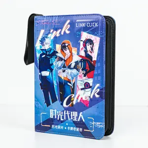 Link Click Collector Card Album 4 Pocket TCG Trading Card Binder PU Leather Cover 160 Pocket Card with Sleeves