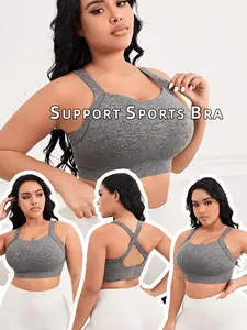 Ladies' grey high-support seamless sports bra