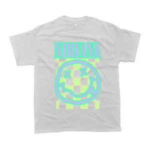 Blue Nirvana Smiley graphic tee on Oversized Women, Unisex Tshirt, Men's Clohtes, Women's Clothes, Menswear