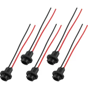 5PCS Bulb Socket with Wire Pigtail,T10 Socket For 158,161,168,175,194 Light Bulbs,Universal Tail Light Socket Side Marker Light Socket Car Accessories (Base)