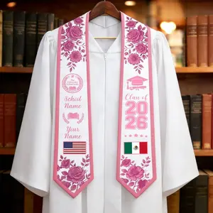 Custom Graduation Stole With Name&Logo, Personalized School Color Graduation Sash Flag Gifts