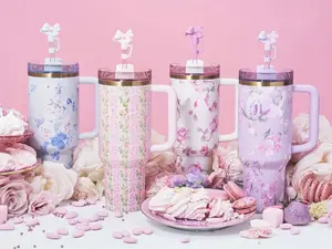 Stan Limited Edition X LOVESHACKFANCY 40 0Z H2.0 Tumblerwith Handle, Double Walled Vacuum Insulated Stainless SteelWater Bottle for Outdoor Camping Mug Cup Drinkware Portable Lid