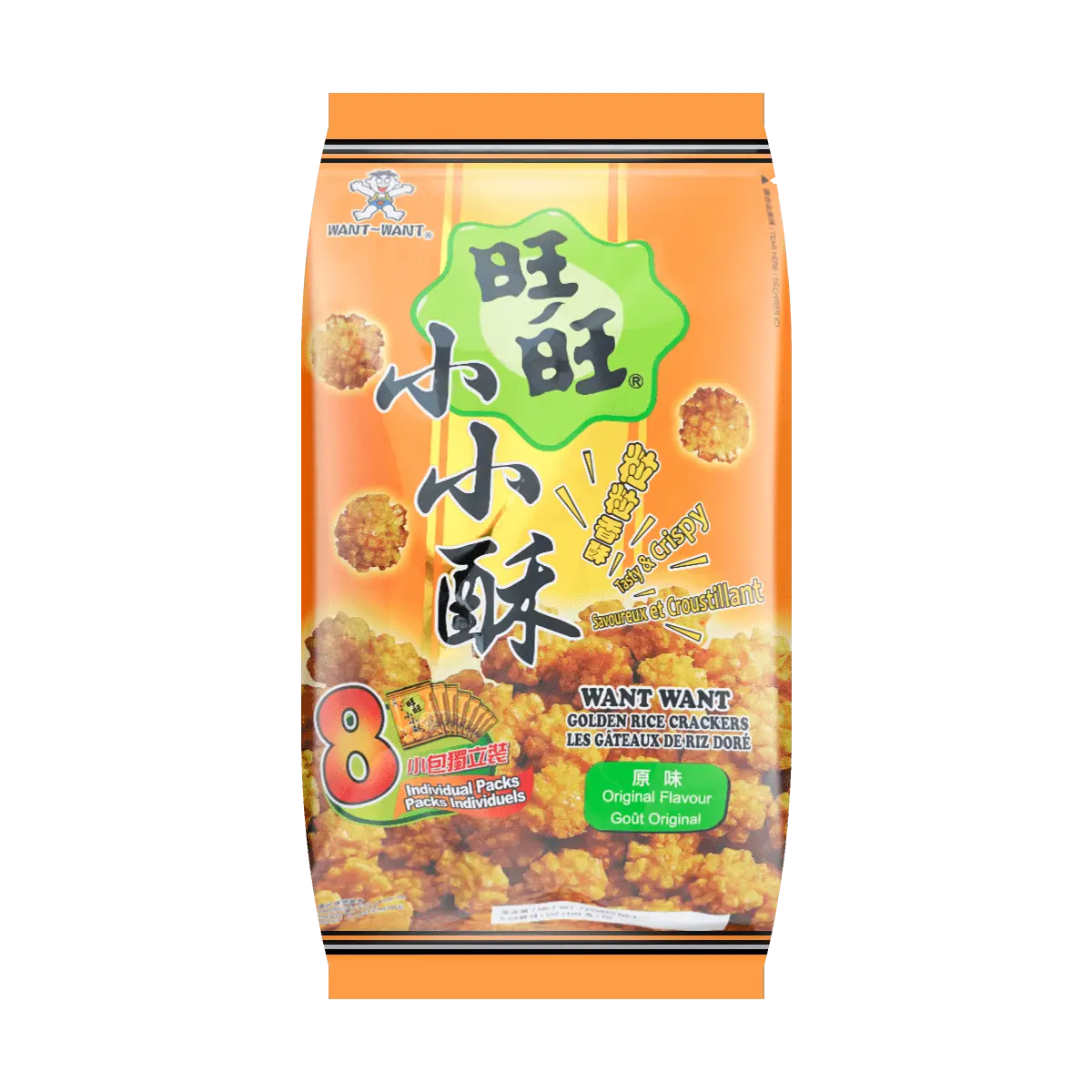 Want Want Original Flavor Xiao Xiao Su Rice Crackers Family Pack 8 Bags 160g - Authentic Taiwanese Snack