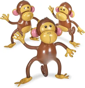 Large Inflatable Monkey 27" - 3 Pack Blow Up Animal Party Favors - Inflatables Jungle Decor, Monkeys for Baby Shower, Safari Birthday Kids & Toddlers Decorations, Kids Animal Party Supplies Balloons Pool