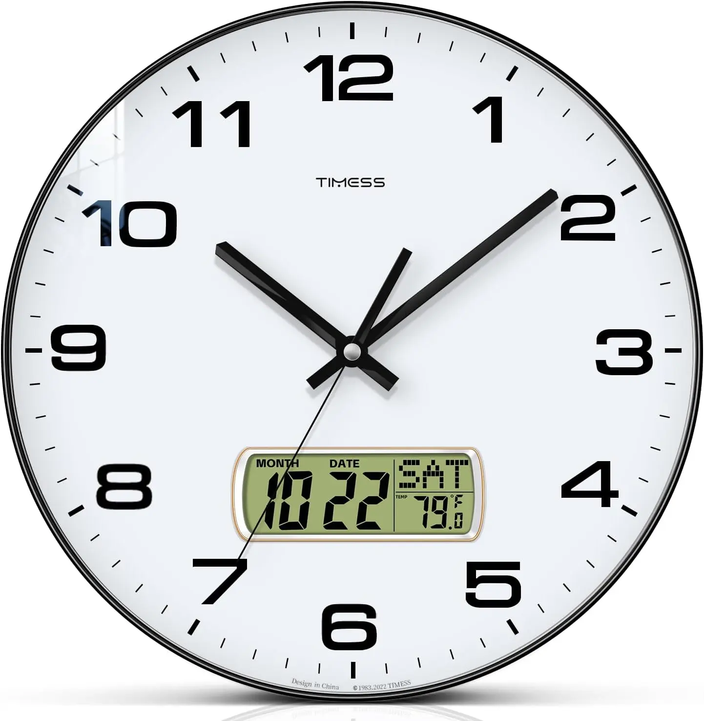 Timess Analog Wall Clock 14-10 Inch 4-Color Large Dial Silent with Calendar Display, Black Hands, Suitable for Home,Bedroom, Office, and School Decor Glass,Exquisite Gifts Living Room Design summerwins
