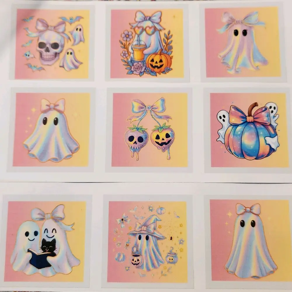 Halloween Iridescent Ghost Magnets Set of 9 High-Quality Decorative Refrigerator Magnets 2x2 Inches Personal Touch Kitchen Decor Gift Photo Unique Halloween Designs