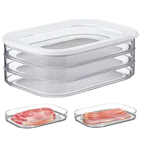 Deli Meat Container for Fridge,Bacon Lunch Meat Container for Refrigerator,Meal Prep Containers,Stackable Food Storage Boxes with Lid