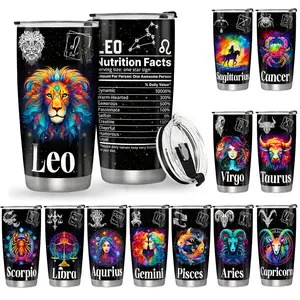 Galaxy Constellation 20oz Insulated Travel Mug, Zodiac Personality Horoscope Tumbler, Unique Astrology Present for Coworker Sister