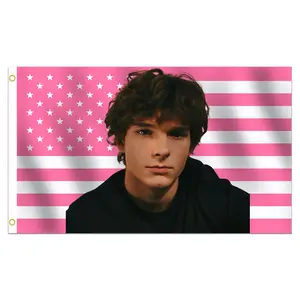 Mason Thames Pink Fan Art Decorative Flag, Double Stitched with Brass Grommets, Wall Decor Gift for Bedroom and Dorm Room